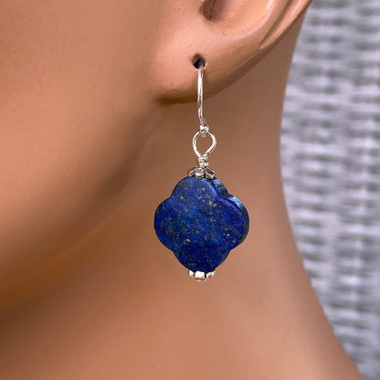 Lapis Lazuli Clover Earrings