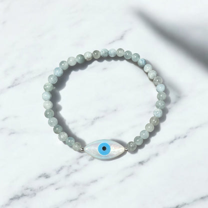 Aquamarine and Evil Eye Bracelet