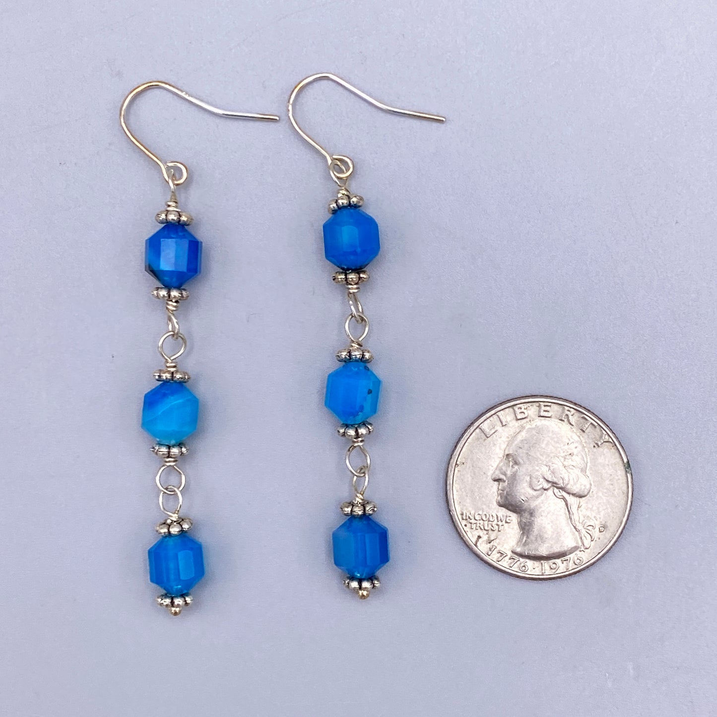 Blue Agate Dangle Earrings