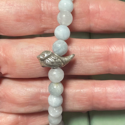 Aquamarine and Bird Bracelet