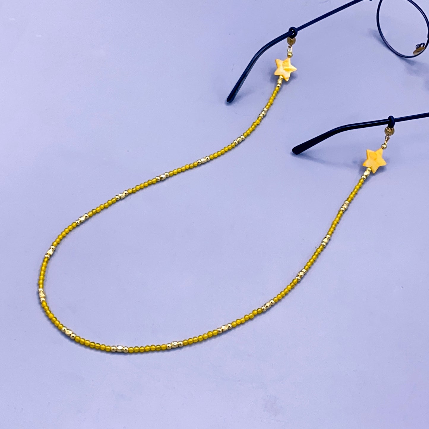 Yellow Agate and Mother of Pearl Star Eyeglass Holder