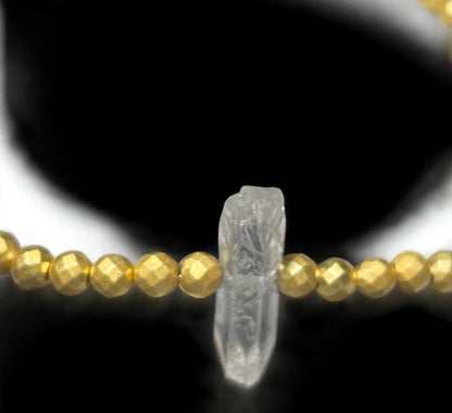 Dainty Gold Hematite and Quartz Beaded Stretch Bracelet