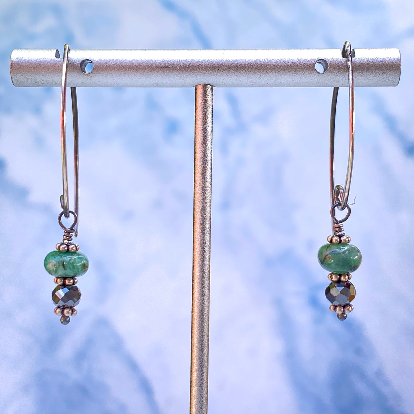 Black Diamond and Emerald earrings