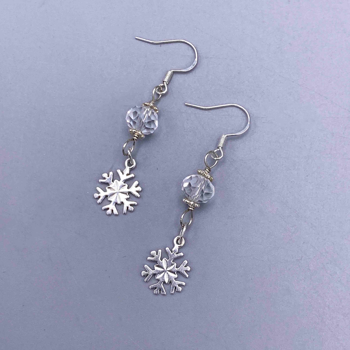 Sterling Silver Snowflake and Quartz Earrings