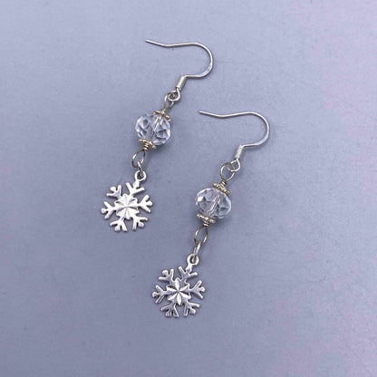 Sterling Silver Snowflake and Quartz Earrings