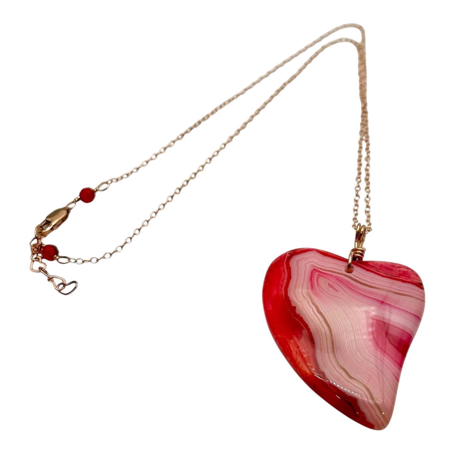 Red Banded Agate Heart Necklace