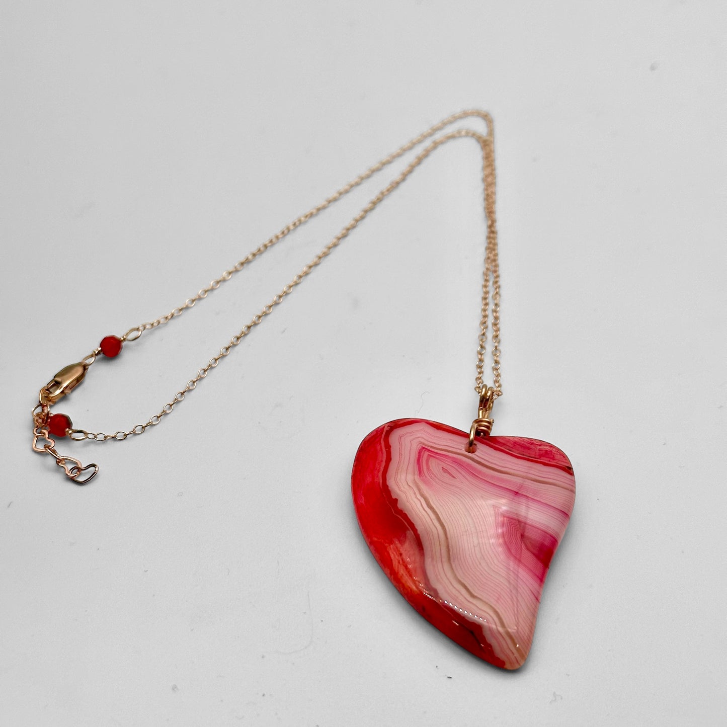 Red Banded Agate Heart Necklace