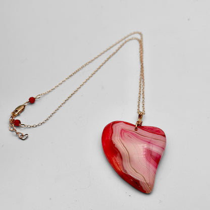 Red Banded Agate Heart Necklace