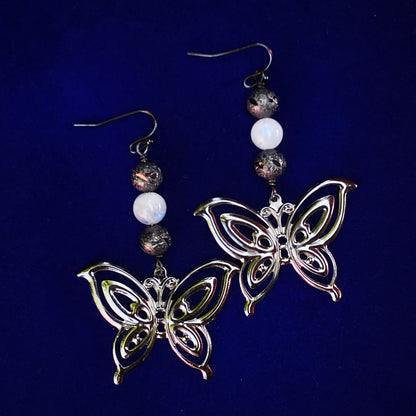 Moonstone gemstone and Butterfly Earrings