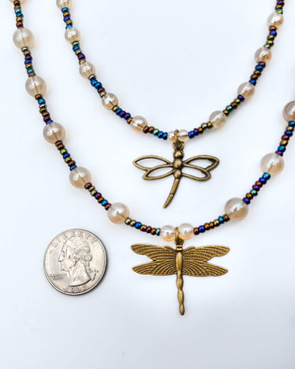 Dragonfly layered necklace
