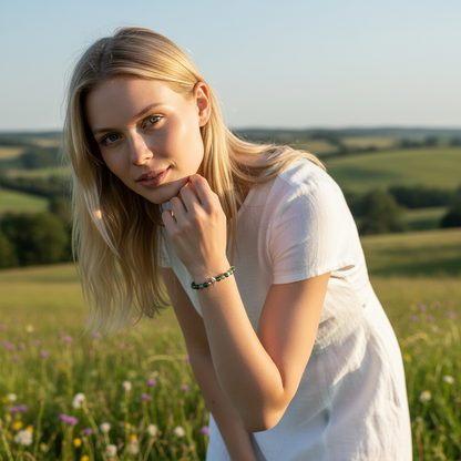Moss Agate Gemstone and bird bracelet