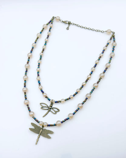 Dragonfly layered necklace