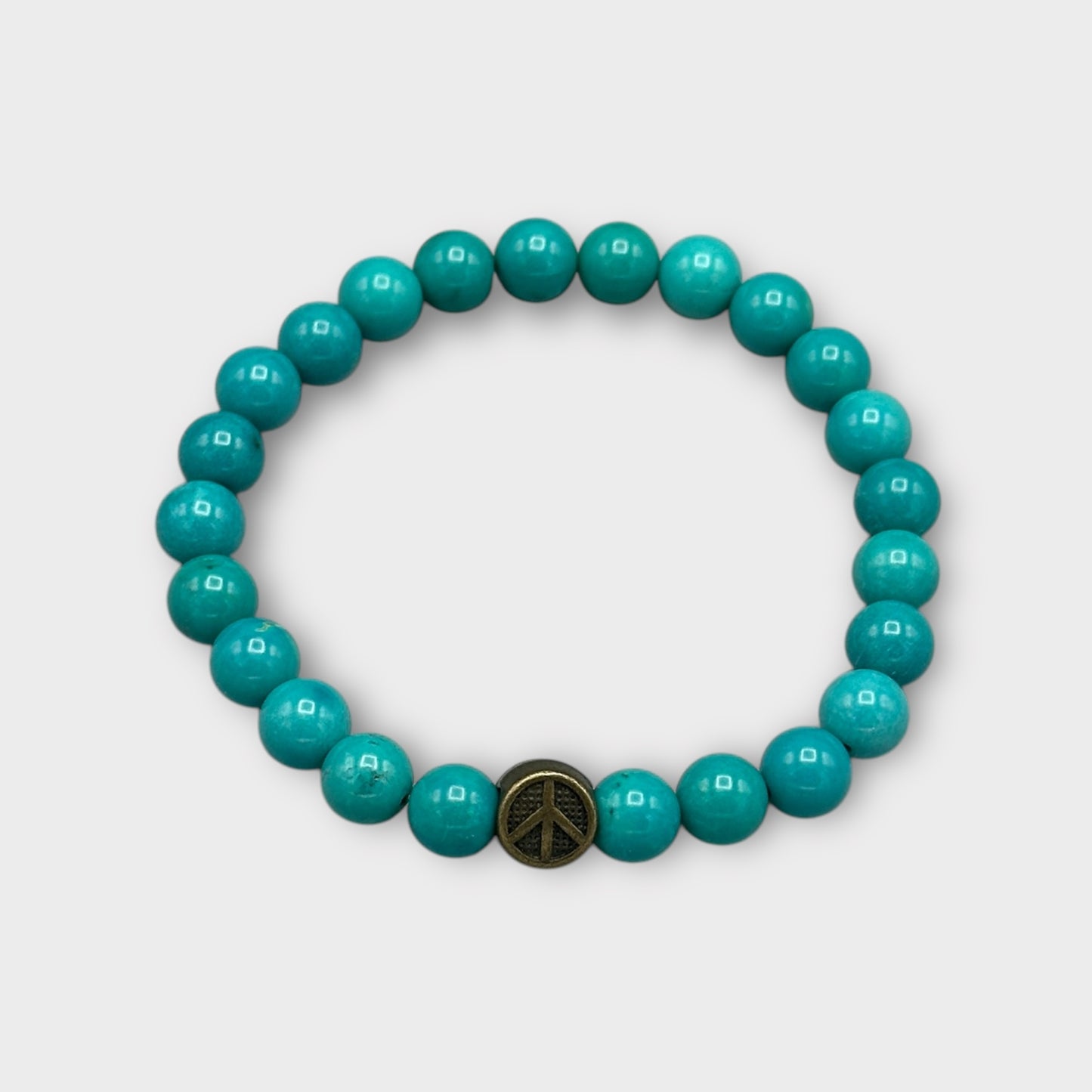 Turquoise gemstone and Peace Sign Bracelet