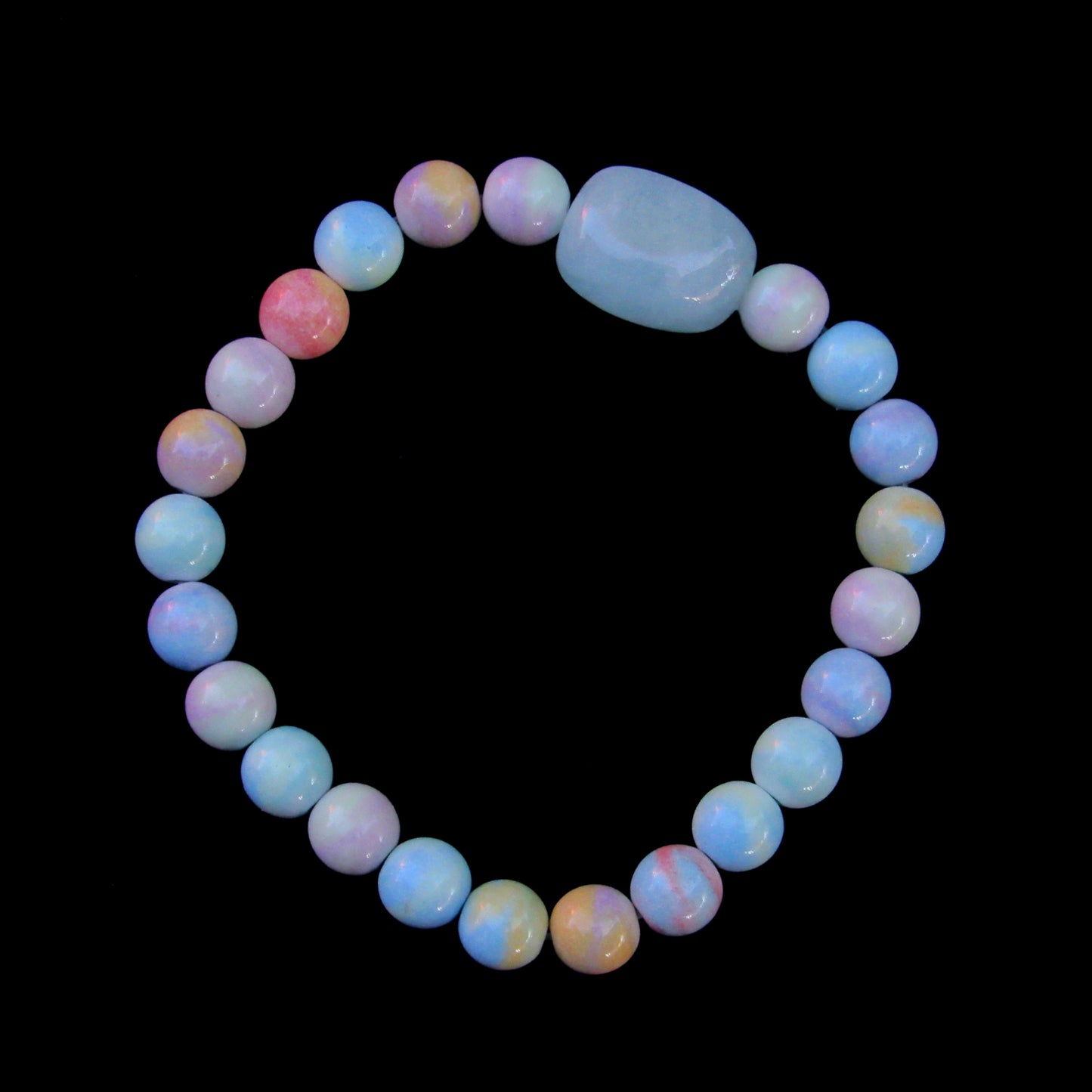 Alashan Agate and Aquamarine gemstone Bracelet