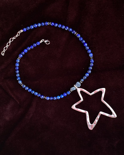 Blue Sapphire and Lapis Lazuli Star Necklace
