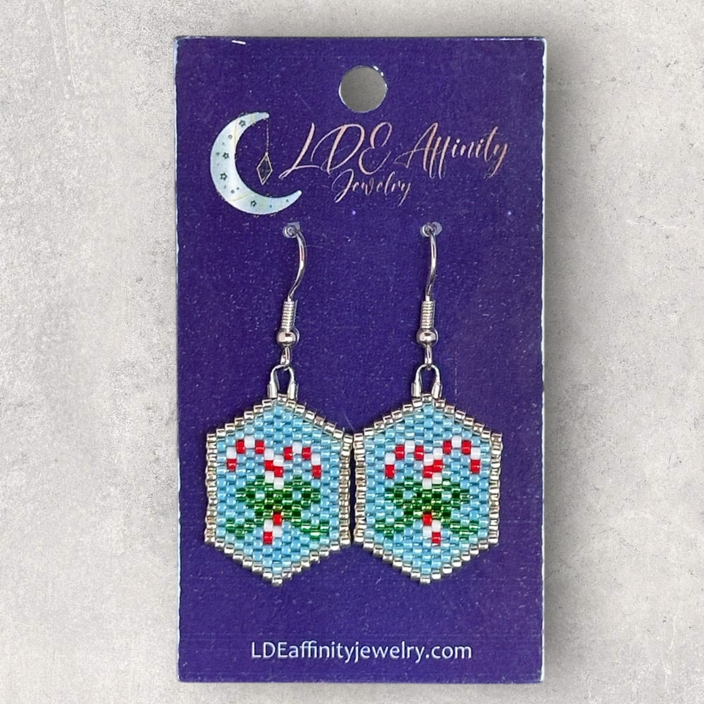 Candy Cane Seed Bead Earrings