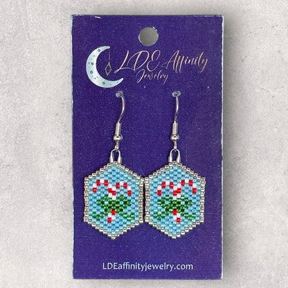 Candy Cane Seed Bead Earrings