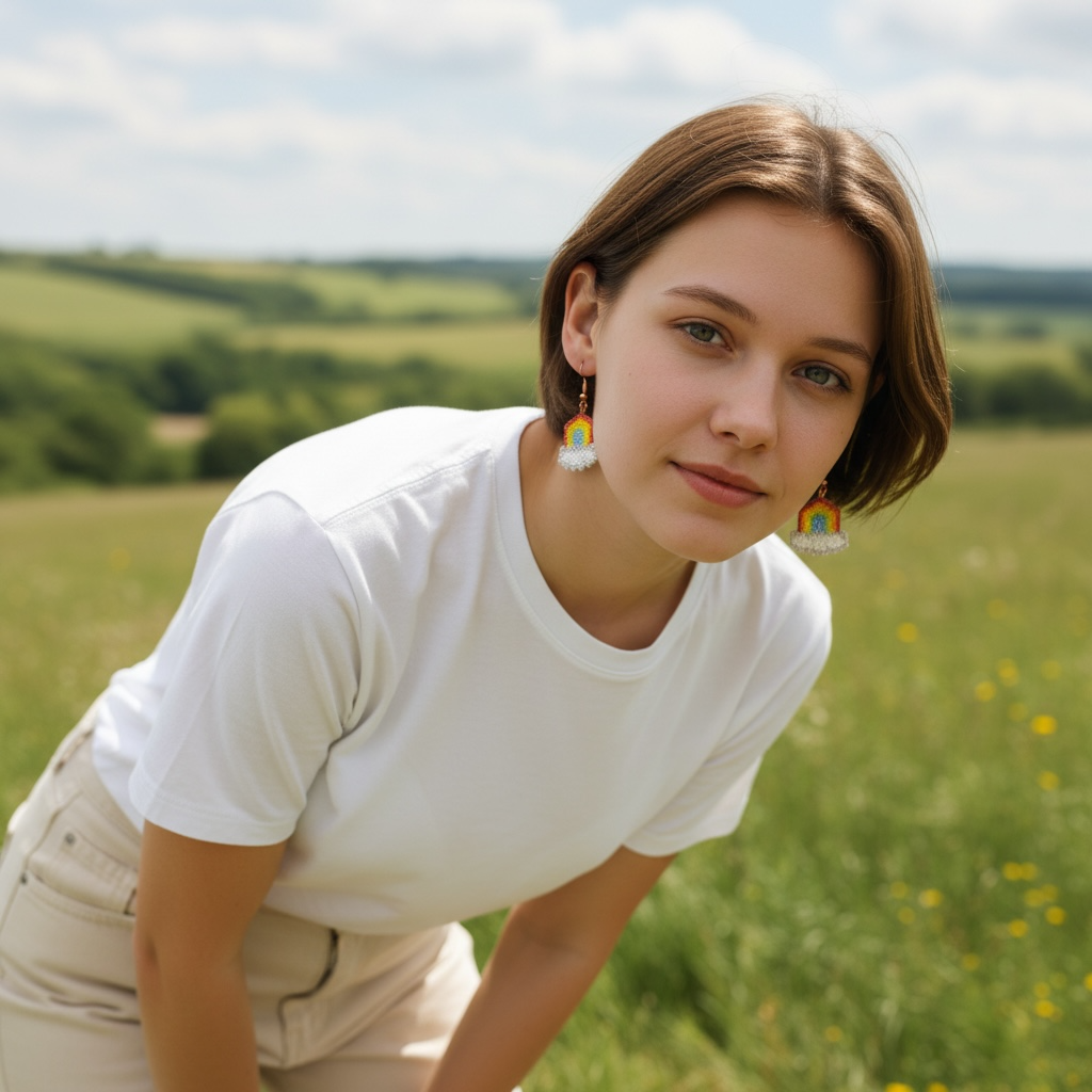 Beaded Glass rainbow Earrings