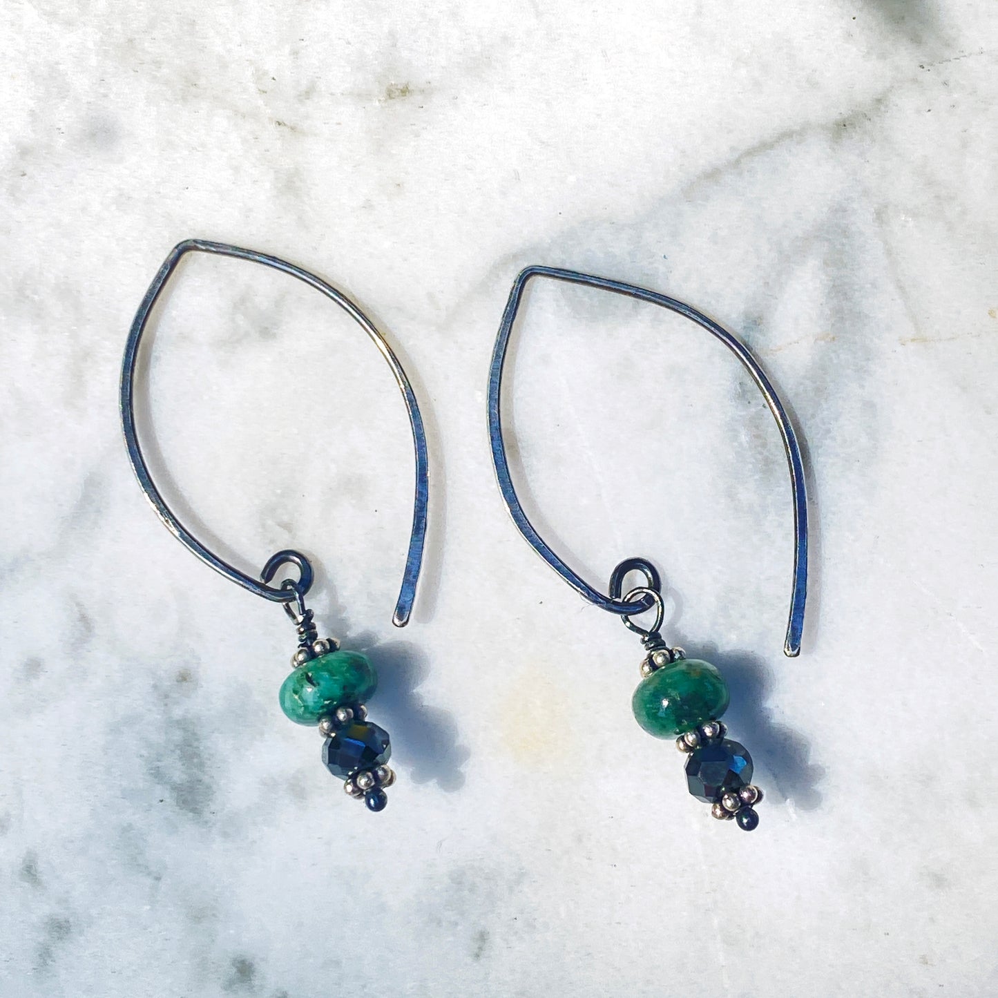 Black Diamond and Emerald earrings