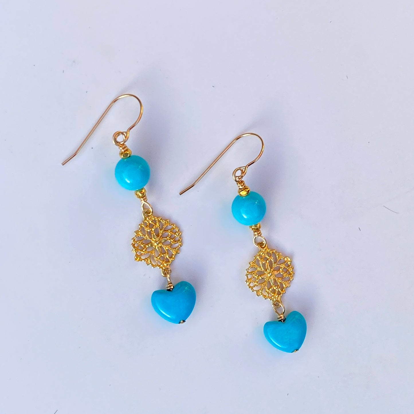 Turquoise gemstone Heart Earrings