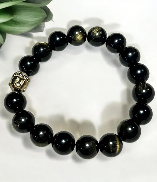Gold Obsidian and Hematite Bracelet