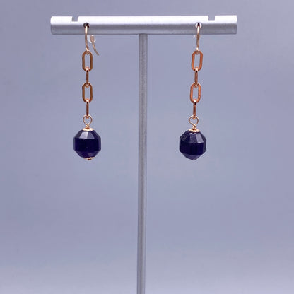 Amethyst Gemstone and Rose Gold Earrings