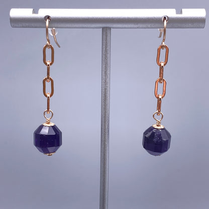 Amethyst Gemstone and Rose Gold Earrings