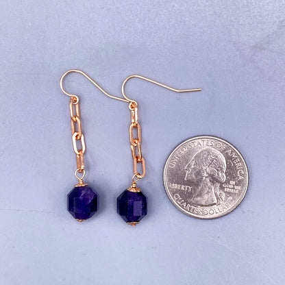 Amethyst Gemstone and Rose Gold Earrings