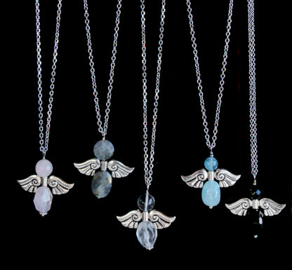 Angel Wing Gemstone Silver Chain Necklace