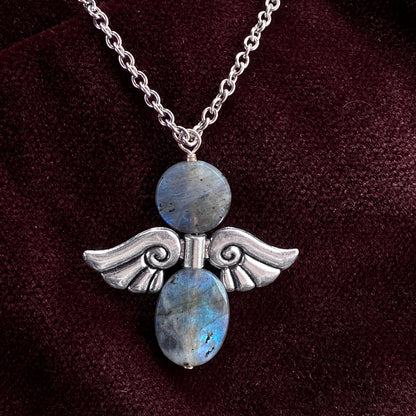Angel Wing Gemstone Silver Chain Necklace