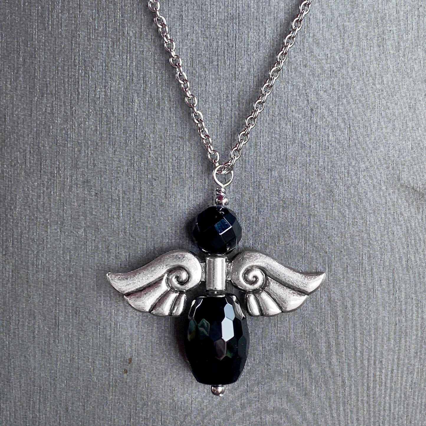 Angel Wing Gemstone Silver Chain Necklace