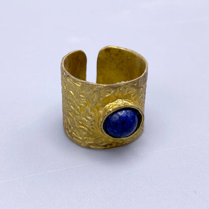 Lapis Lazuli Gemstone Brass Ring