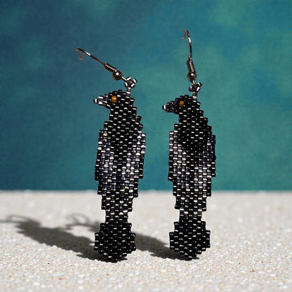 Black Raven seed bead earrings