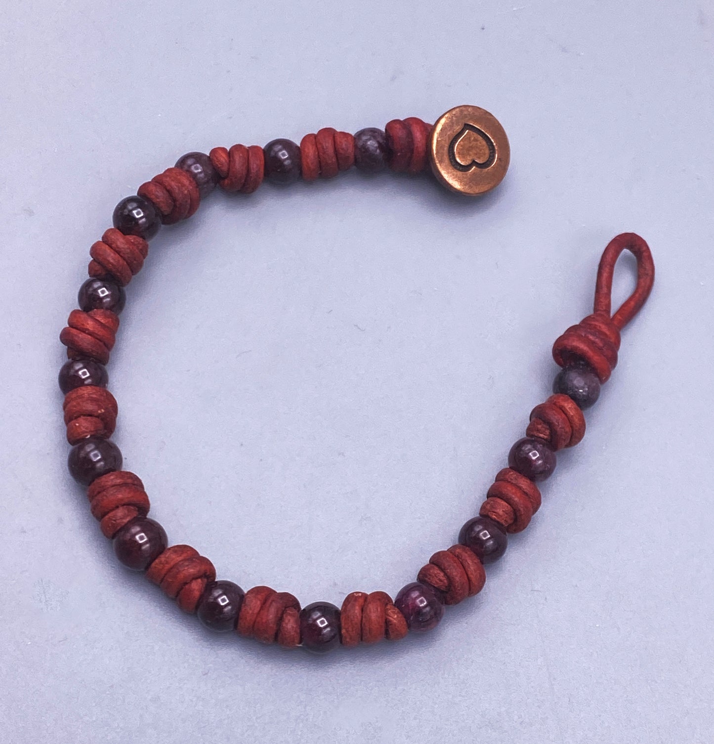 Garnet Leather Bracelet