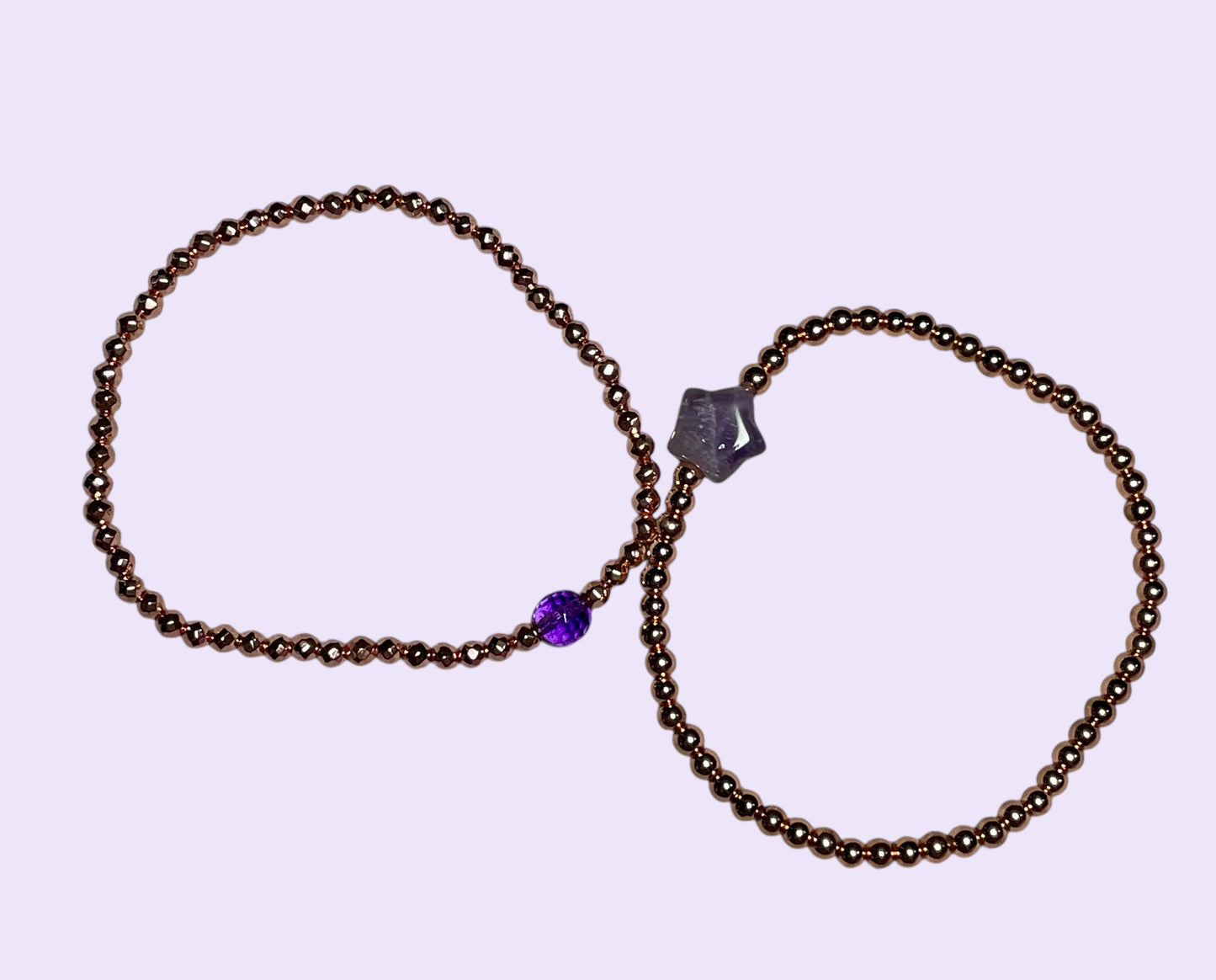 Amethyst Star and Hematite Bracelet Set