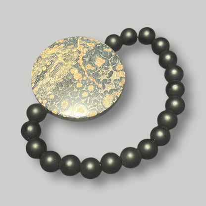 Leopard Print Jasper and Onyx Bracelet