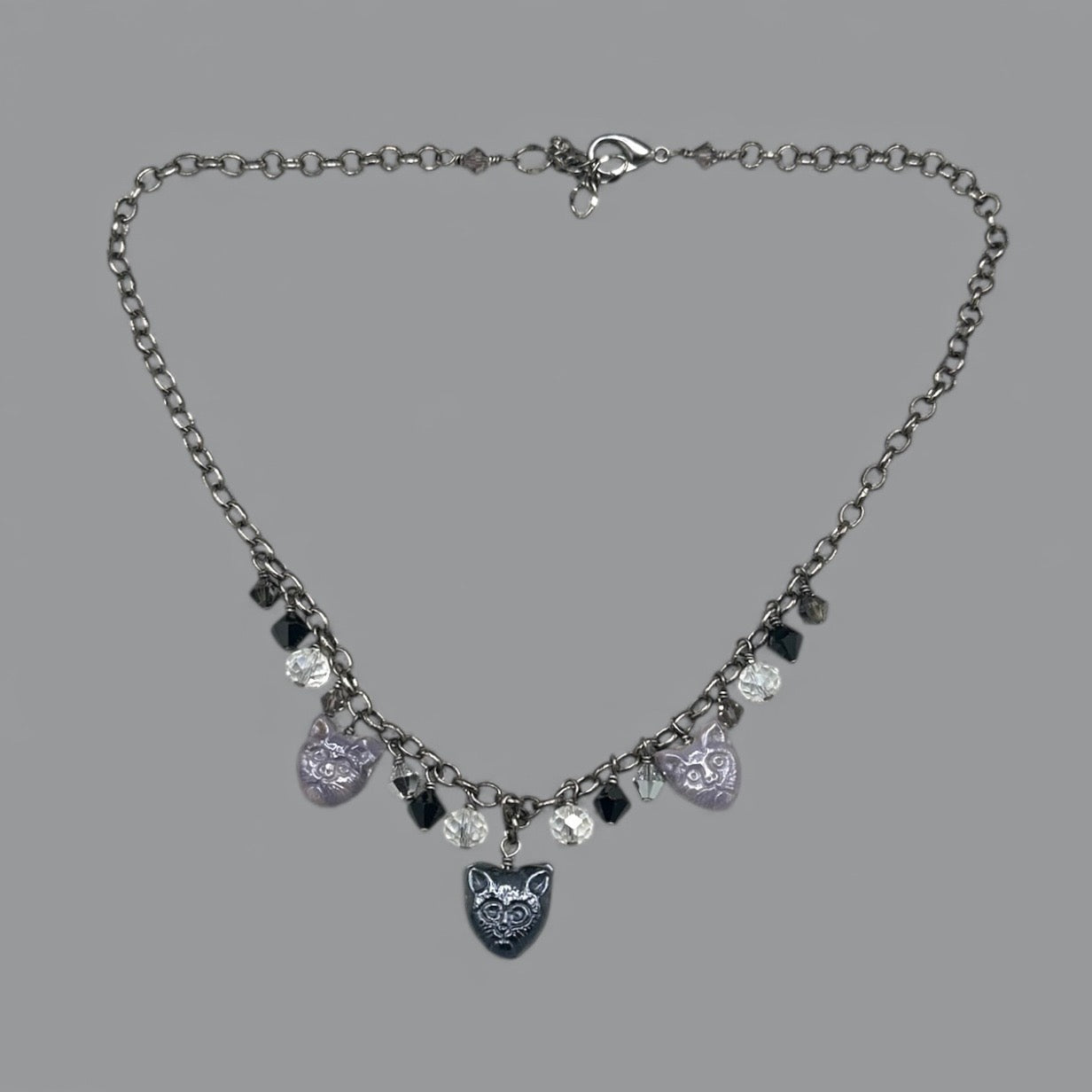 Glass beaded Kitty Cat Necklace