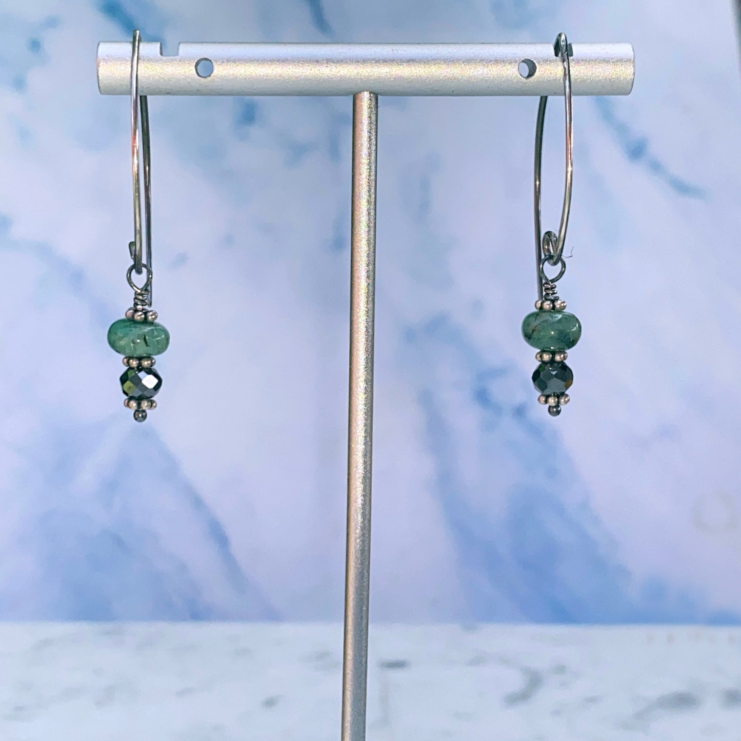 Black Diamond and Emerald earrings