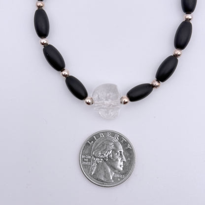 Quartz Skull and Onyx Bracelet
