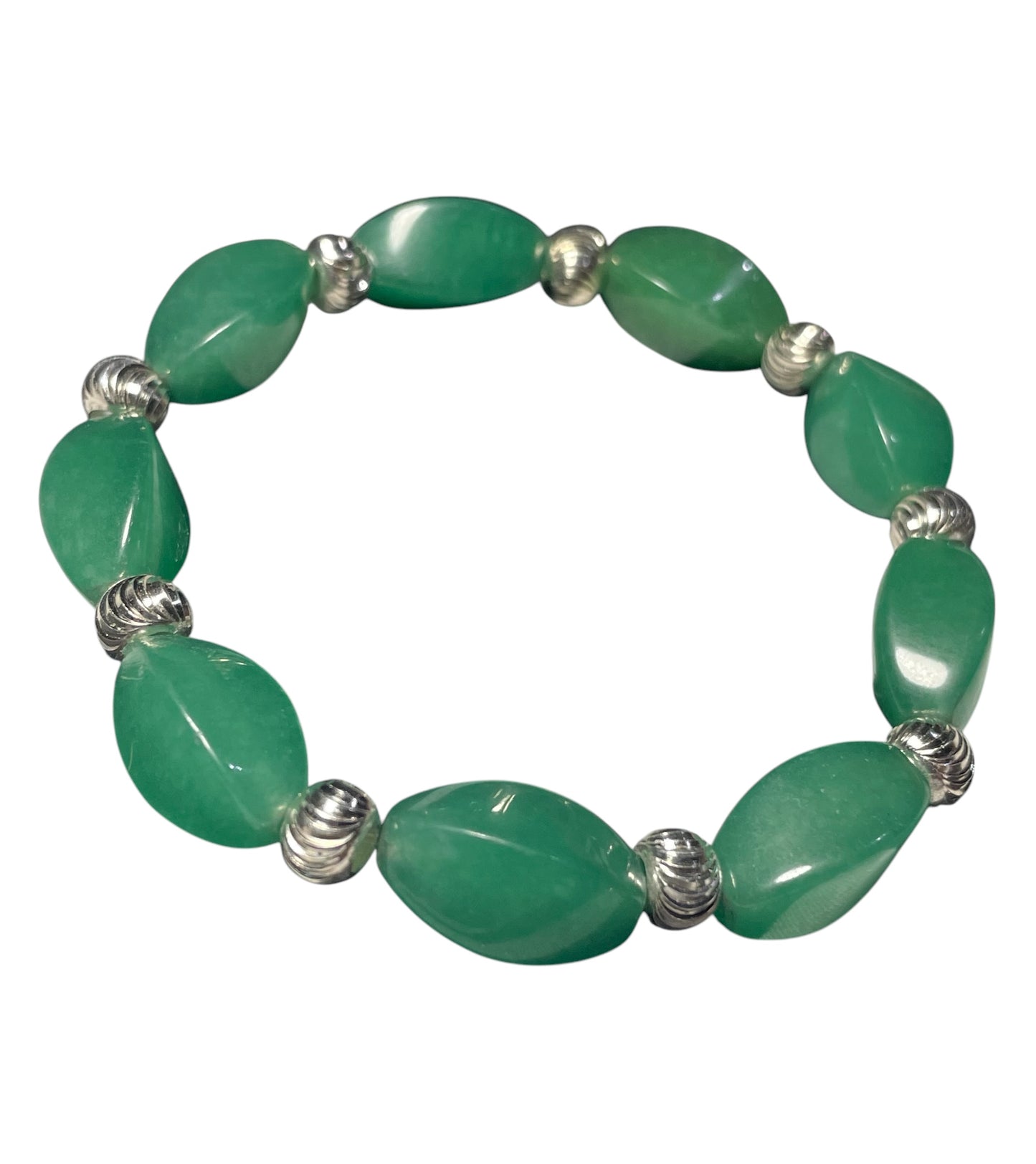 Green Aventurine and Sterling Silver Bracelet