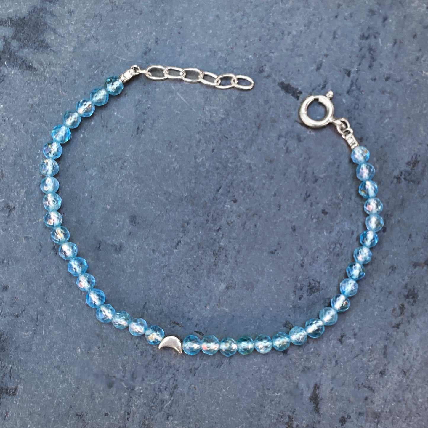Blue Topaz and Moon Beaded Bracelet