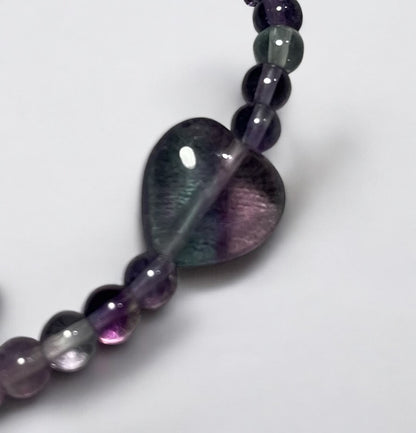 Rainbow Fluorite Heart Bracelet