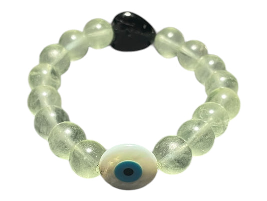 Evil Eye Heart Gemstone Stretch Bracelet