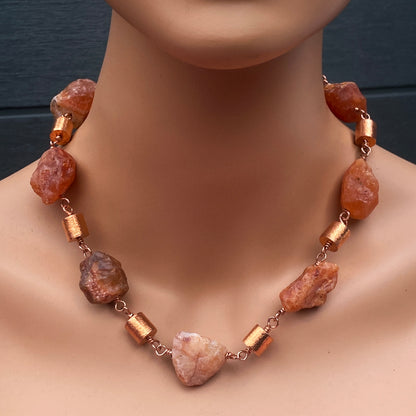 Chunky Carnelian and Copper Necklace