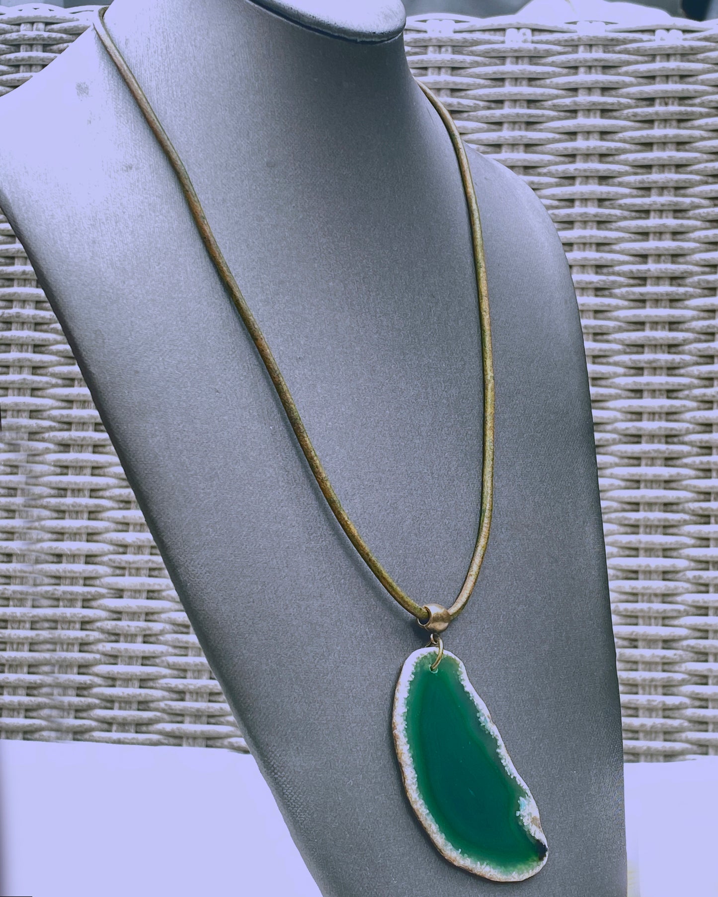 Green Agate Slice necklace