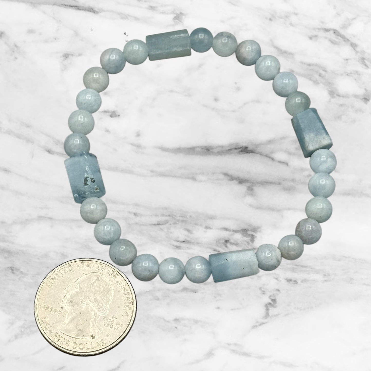 Aquamarine gemstone stretch Bracelet