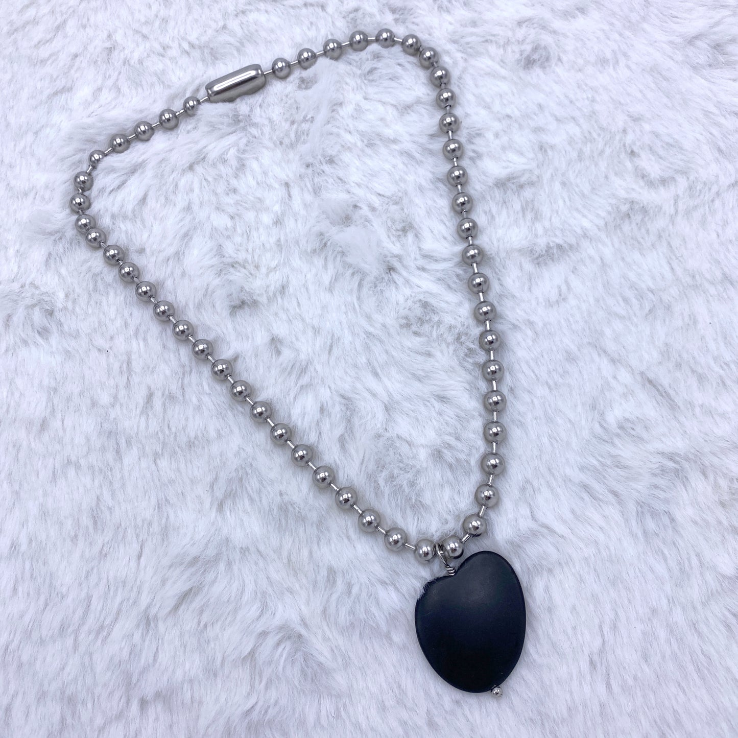 Black Jade Abstract Heart Necklace