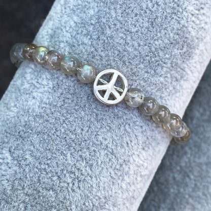Sterling Silver Peace and Labradorite gemstone Bracelet