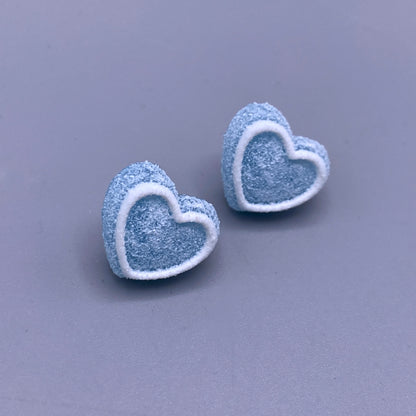 Frosted Candy Heart Stud Earrings