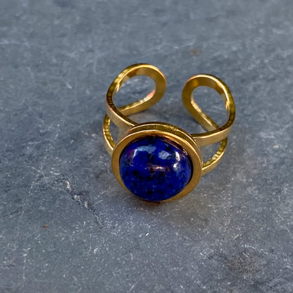 Gold Adjustable gemstone ring